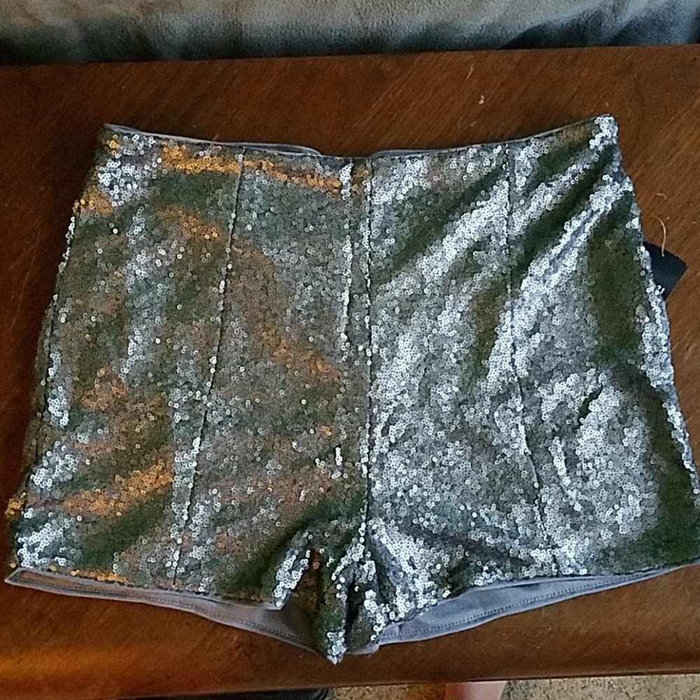 Silver sequin shorts